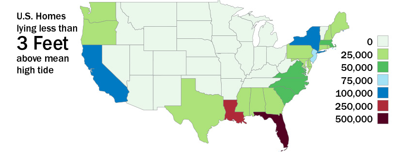 U.S. Homes Less Than 3 Ft. Above High Tide